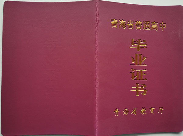青海省2003年高中畢業證封皮