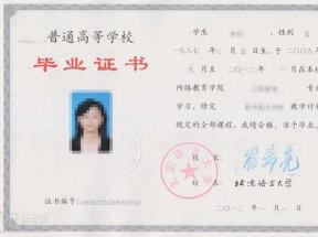 1995年大專畢業證樣本及圖片